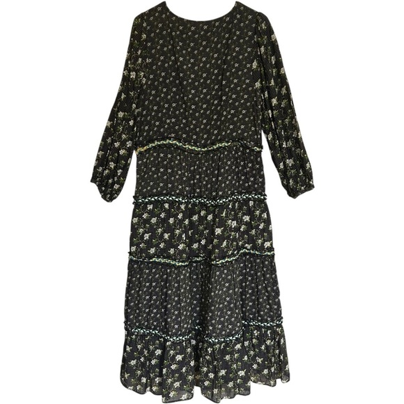 Anthropologie Karoline Tiered Maxi Dress Long Sleeve Ditsy Floral size 14 Boho - Picture 12 of 16